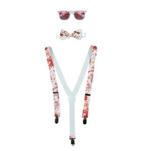 Killer Costume Kit for Adults with Bloody Suspenders, Glasses and Bowtie